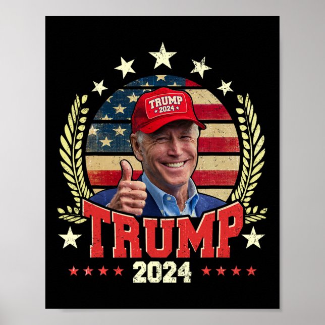 Biden Wearing Trump Red Hat Shirt Funny Trump 2024 Poster (Vorne)