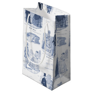 Biedermeier Blau Toile Elegante Vintage Mode Kleine Geschenktüte