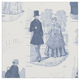 Biedermeier blaue und weiße Vintage Franzosen Stoff