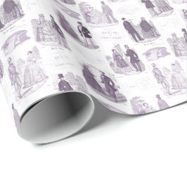 Biedermeier Mode-Vintage Flieder und weißes Toile Geschenkpapier