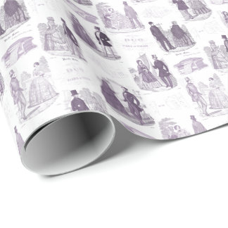 Biedermeier Mode-Vintage Flieder und weißes Toile Geschenkpapier