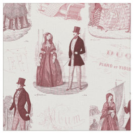 Biedermeier rote und weiße Vintage Franzosen Toile Stoff