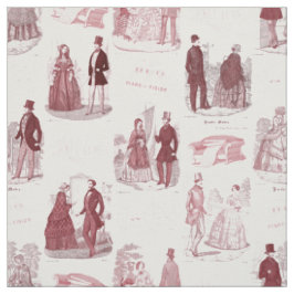 Biedermeier rote und weiße Vintage Franzosen Toile Stoff