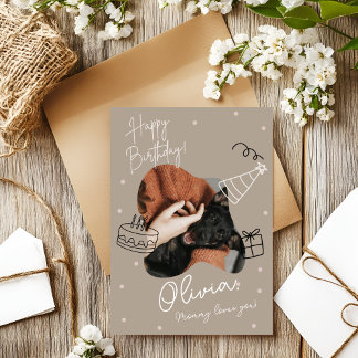 Biege Modern Pet Foto Birthday Card Einladung