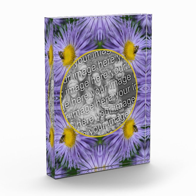 Biegen Sie auf Lila Aster-Blume Natur hinzufügen Fotoblock (Links)