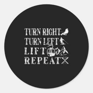 Biegen Sie rechts Links Skifahrer ab Runder Aufkleber