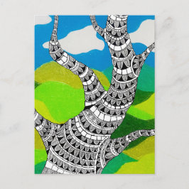 Biegsames Baumdesign Wolken Landschaft mit Gras Postkarte