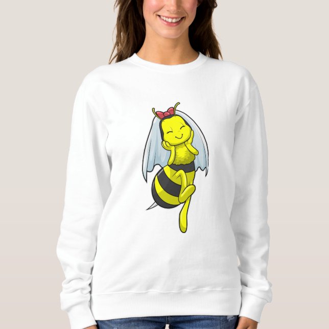 Biene als Braut bei Hochzeit mit Veil Sweatshirt (Vorderseite)