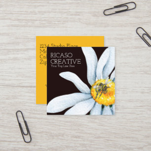 Biene auf Blume Custom Personalisiert Watercolor Quadratische Visitenkarte