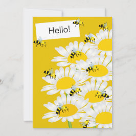 Biene auf Blume Flat Greeting Card - Gelber Hinter Karte