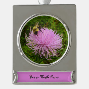 Biene auf der Blume Thistle Nature Banner-Ornament Silber