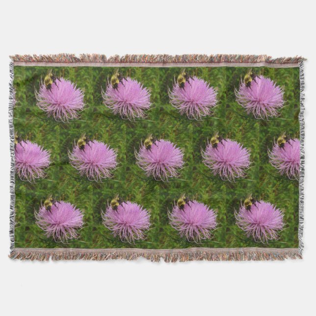 Biene auf der Blume Thistle Nature Decke (Vorderseite)