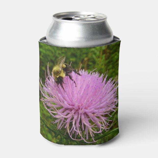Biene auf der Blume Thistle Nature Dosenkühler (Kanne Vorderseite)