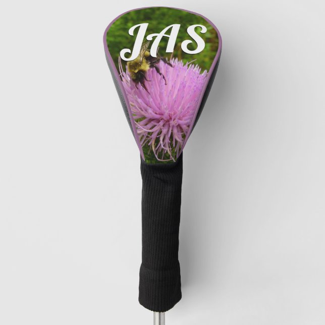 Biene auf der Blume Thistle Nature Golf Headcover (Vorderseite)