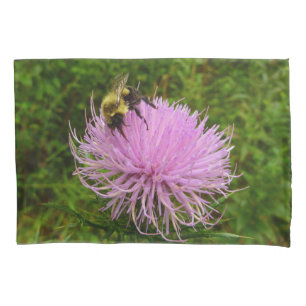 Biene auf Distelblüten-Natur Kissenbezug