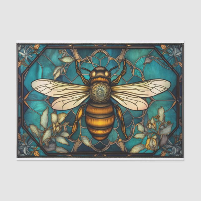 Biene auf einem festgeklemmten Glasfenster Seidenpapier (Vorderseite)