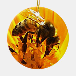 Biene auf einer Blume Keramikornament