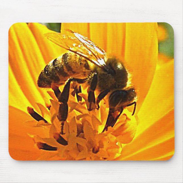 Biene auf einer Blume Mousepad (Vorne)