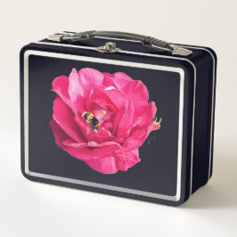 Biene auf einer dunkelrosa Blume Metall Brotdose