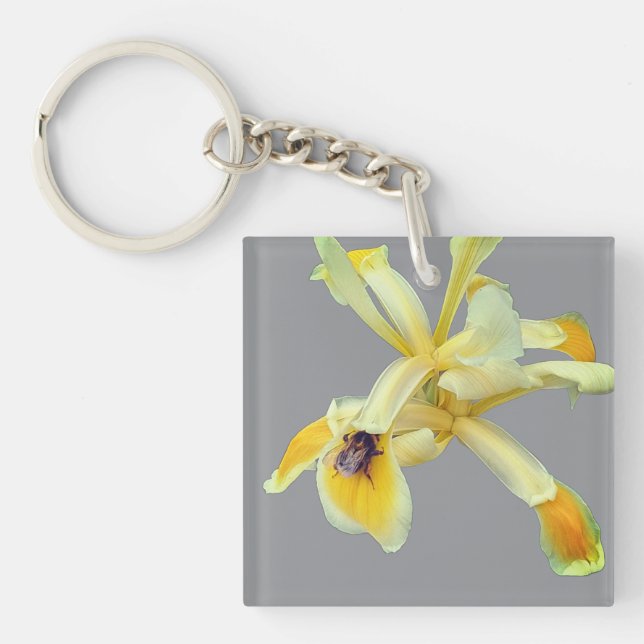 Biene auf einer gelben Blume Schlüsselanhänger (Vorderseite)