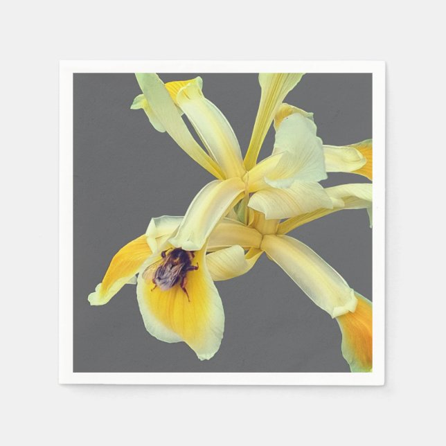 Biene auf einer gelben Blume Serviette (Vorderseite)