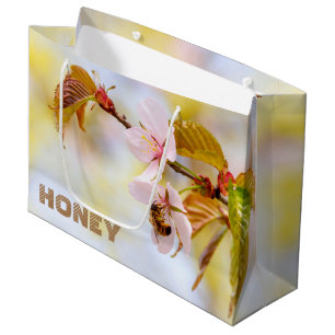 Biene auf einer Kirsche-Blume Große Geschenktüte