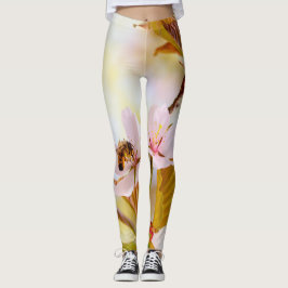 Biene auf einer Kirsche-Blume Leggings