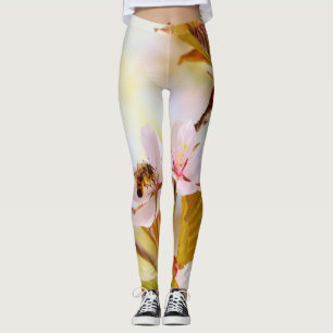 Biene auf einer Kirsche-Blume Leggings
