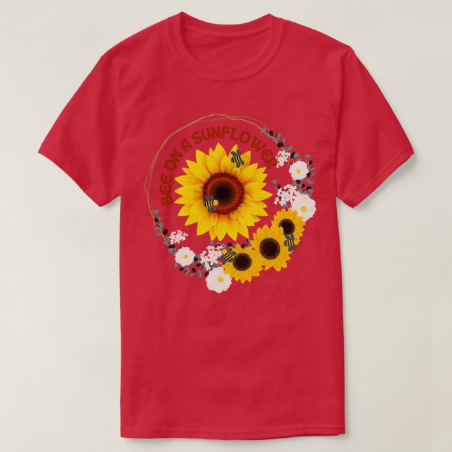 Biene auf einer Sonnenblume 55 T-Shirt (Design vorne)
