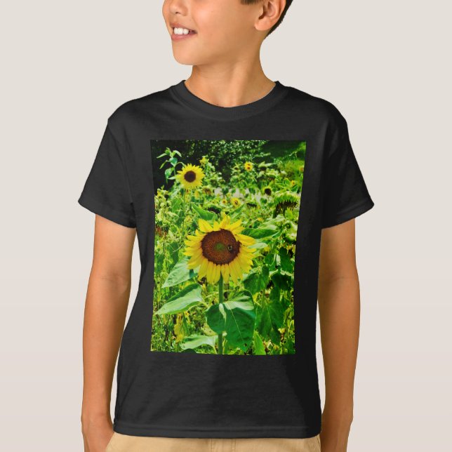 Biene auf gelber Sonnenblume T-Shirt (Vorderseite)