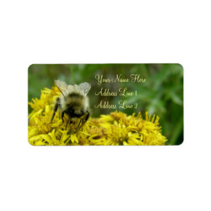 Biene auf Goldrute, Solidago Adressaufkleber