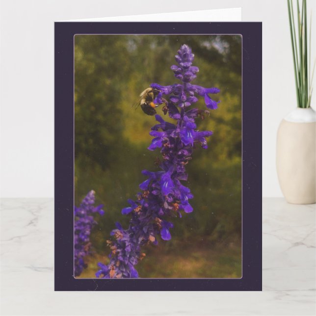Biene auf Lavendel Karte (Vorderseite)