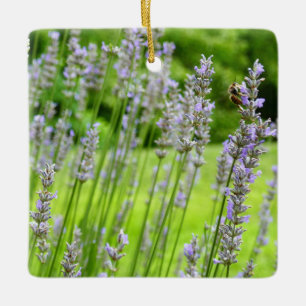 Biene auf Lavender Summer Floral Keramikornament