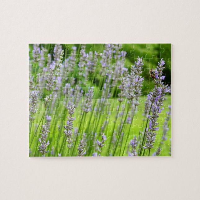 Biene auf Lavender Summer Floral Puzzle (Horizontal)