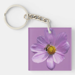 Biene auf lila Blume Schlüsselanhänger