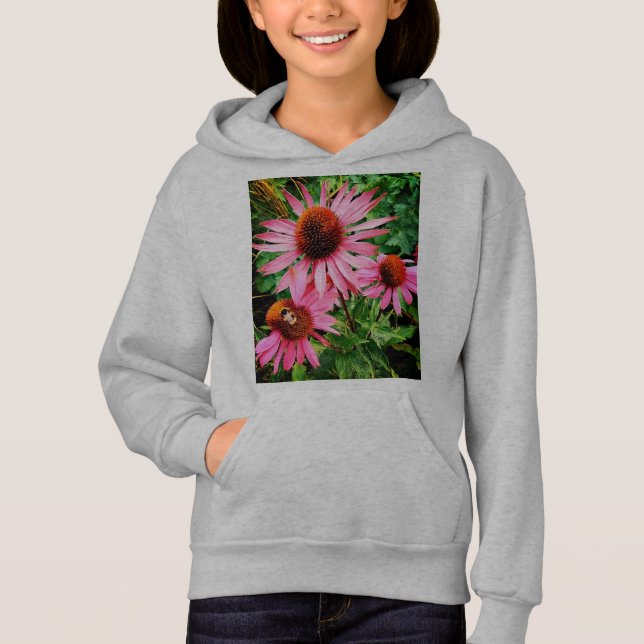 Biene auf rosa Blume Hoodie (Vorderseite)