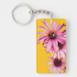 Biene auf rosa Blume Schlüsselanhänger