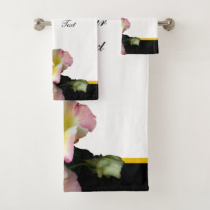 Biene auf rosa Gelben Rosen Blume Badhandtuch Set