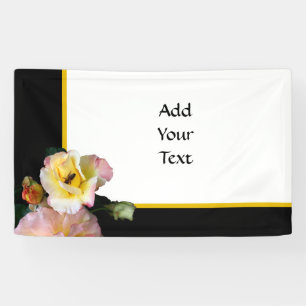 Biene auf rosa Gelben Rosen Blume Banner