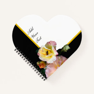 Biene auf rosa Gelben Rosen Blume Notizbuch