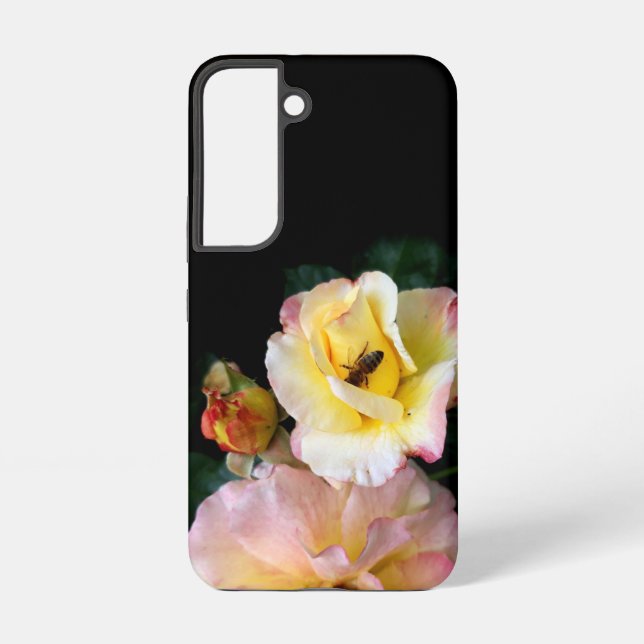 Biene auf rosa Gelben Rosen Blume Samsung Galaxy Hülle (Rückseite)