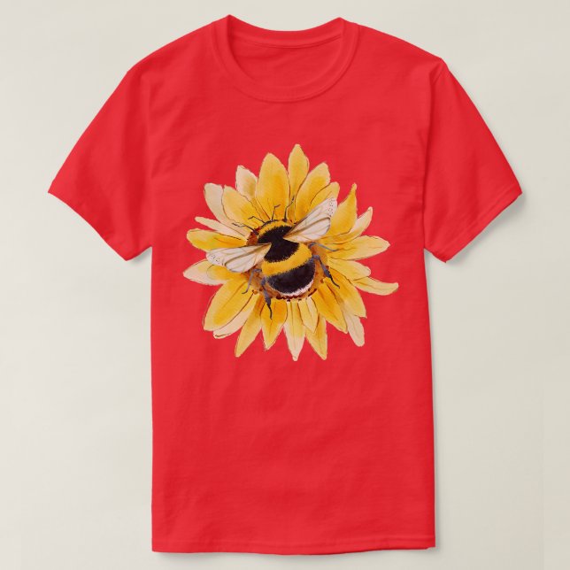 Biene auf Sonnenblume 4 T-Shirt (Design vorne)