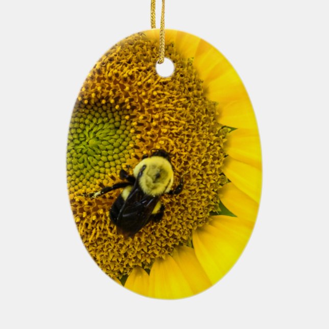 Biene auf Sonnenblume Keramikornament (Hinten)