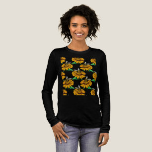 Biene auf Sonnenblumen Blume Muster Design Schwarz Tri-Blend Shirt