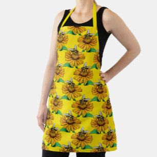 Biene auf Sonnenblumen-Blütenmuster-Design Gelb Schürze