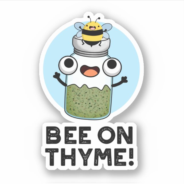Biene auf Thyme Funny Herb Insect Pun Aufkleber (Vorderseite)