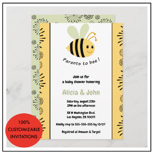 Biene Baby Shower Einladungen koed Bumblebee