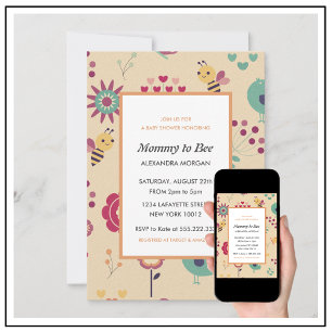 Biene Baby Shower Einladungen Mommy to bee Floral