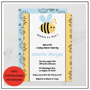 Biene Baby Shower Einladungen Mommy to bee Hummel