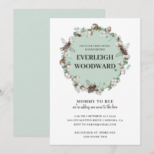 Biene Baby Shower Mintgrüne Einladung